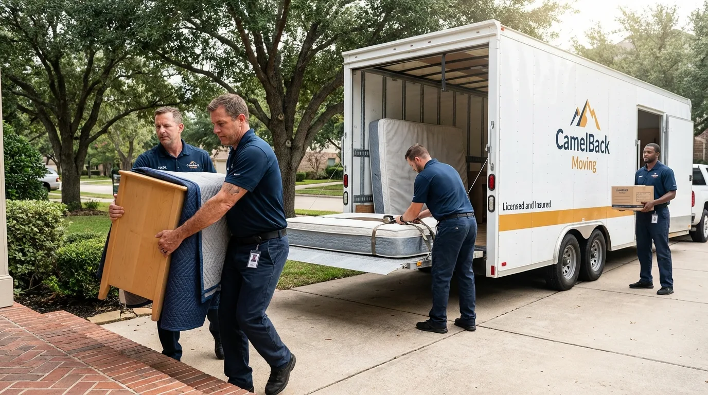 Crew loading residential truck for cross-state move from Lansford, PA