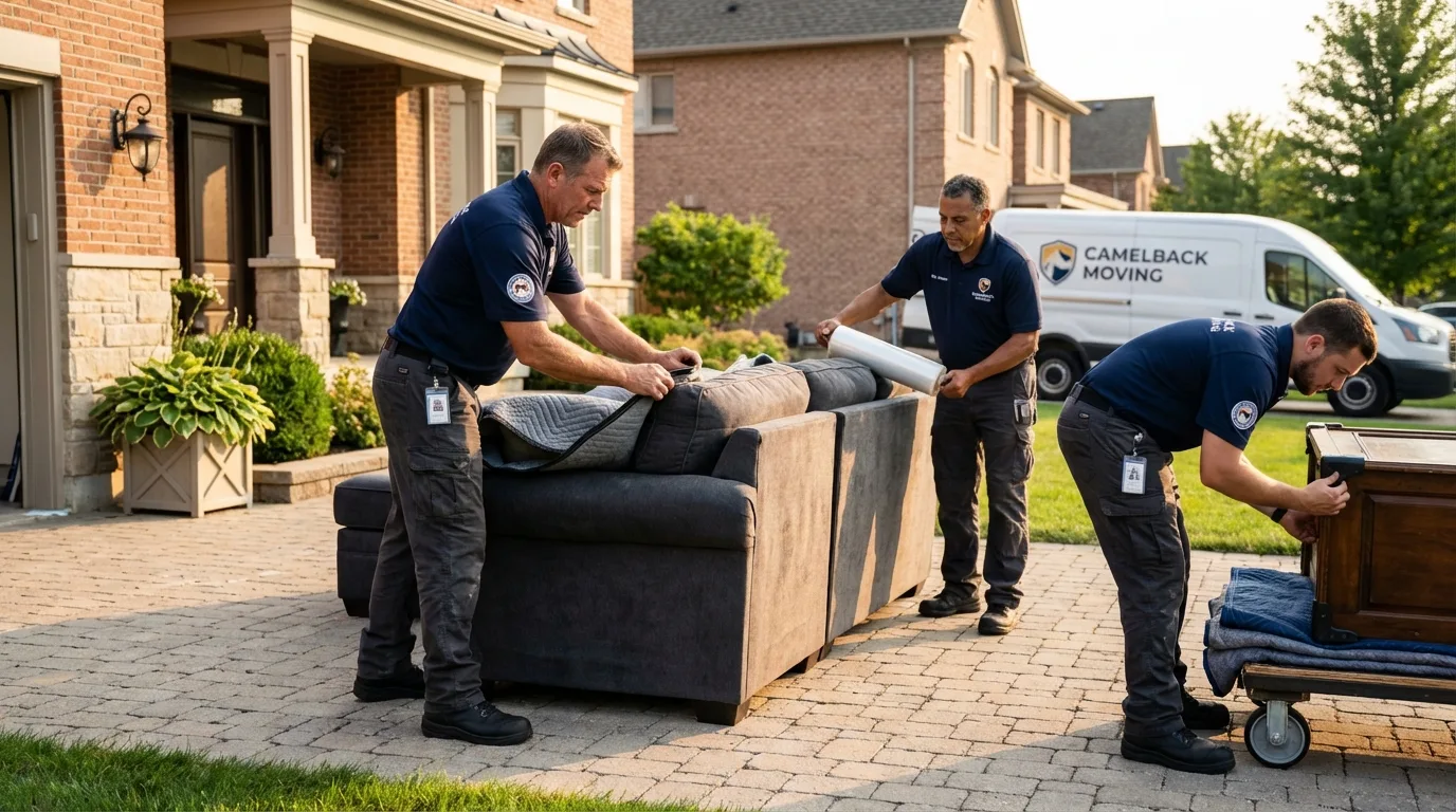 Large estate moving crew wrapping furniture in Lansford, PA