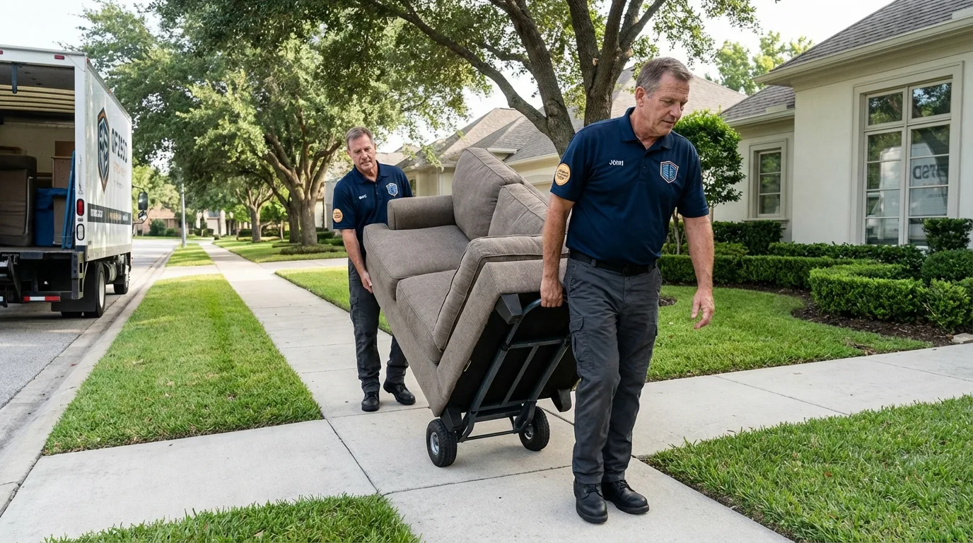 Local residential moving crew loading furniture in Lansford, PA